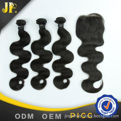 100% virgin peruvian human hair with closure bundle body wave